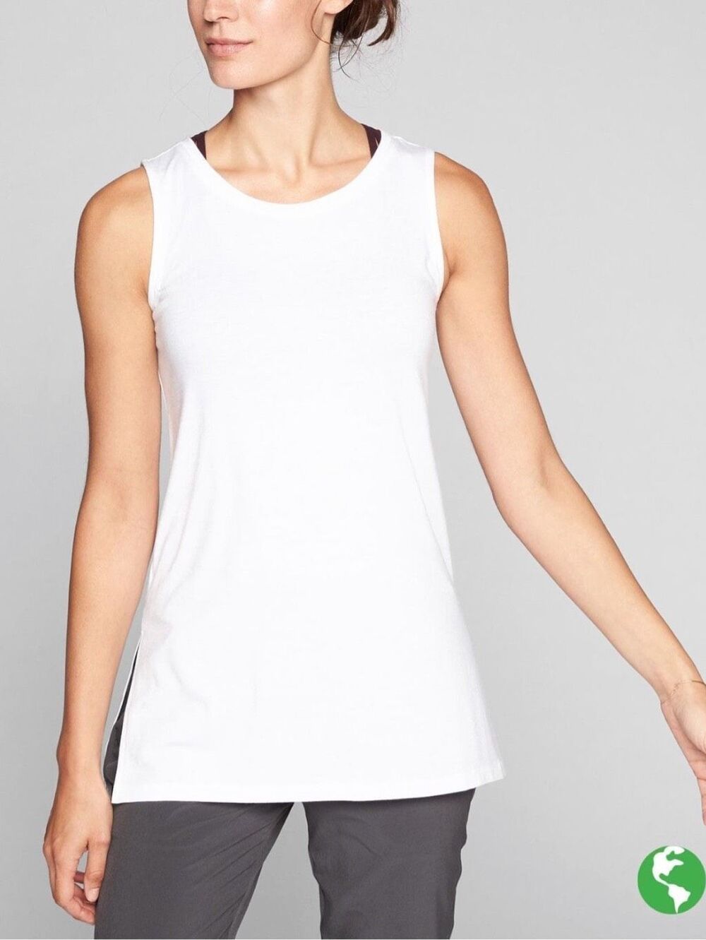 Athleta Threadlight Split Side Tank Top White Workout Gym XL NEW